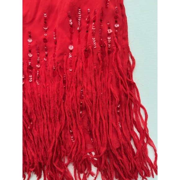 Free People Crystal Clear Mini Fringe Sequin Dress Fiery Red - Picture 7 of 8